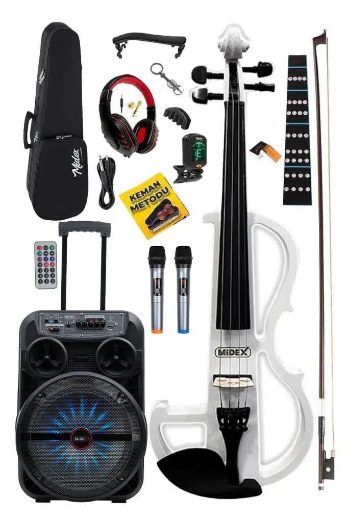 Midex RCZ-606WH-PAK Elektro Keman ve Şarjlı Hoparlör Anfi Mikrofon Seti
