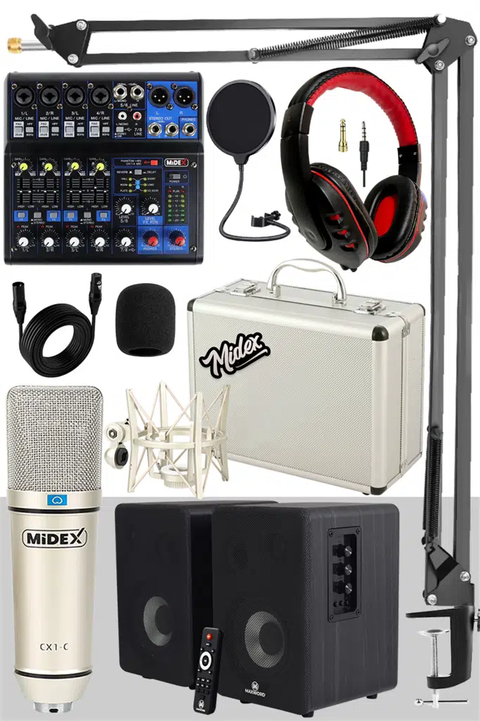 Midex Referans Paket-2 Maxword Monitör Ses Kartı CX1 Mikrofon Stand Midex Referans Paket-2 Maxword Monitör Ses Kartı CX1 Mikrofon Stand
