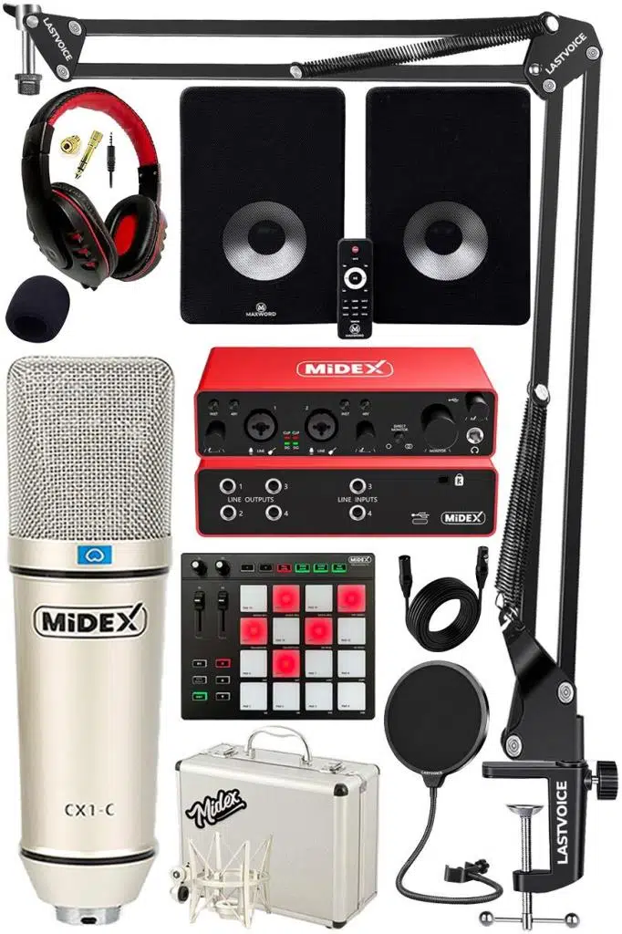 Midex Referans Paket-5 Maxword Monitör Ses Kartı CX1 Mikrofon Pad Controller Midex Referans Paket-5 Maxword Monitör Ses Kartı CX1 Mikrofon Pad Controller