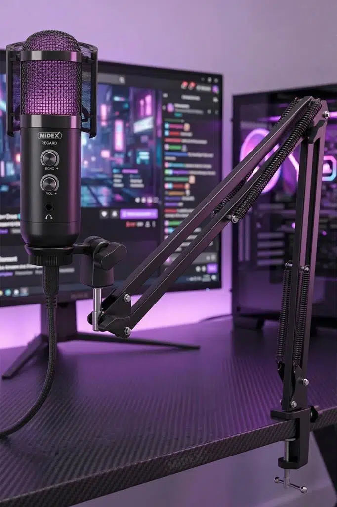 Midex REGARD RGB Set USB Ekholu Oyuncu ve Yayıncı Mikrofonu (Kayıt Gaming Tiktok Twitch Canlı yayın Discord Youtube)