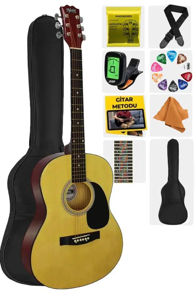 Midex RG-530NT Kaliteli Natural 40 İnç Akustik Gitar Seti 4/4 Yetişkin