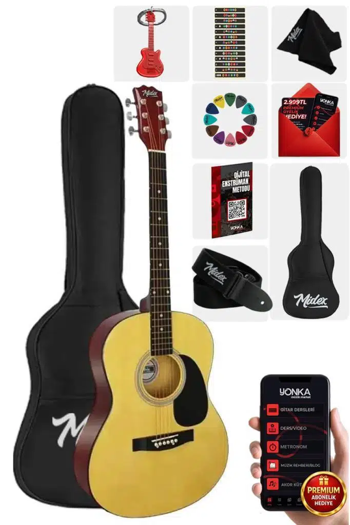 Midex RG-530NT Kaliteli Natural 40 İnç Akustik Gitar Seti 4/4 Yetişkin Midex RG-530NT Kaliteli Natural 40 İnç Akustik Gitar Seti 4/4 Yetişkin