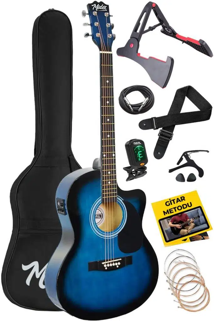 Midex RG-560BL Pack Mavi Elektro Akustik Gitar Full Set Ekolayzerli 40 İnç 4/4 Yetişkin Midex RG-560BL Pack Mavi Elektro Akustik Gitar Full Set Ekolayzerli 40 İnç 4/4 Yetişkin