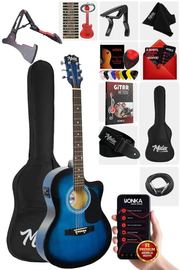 Midex RG-560BL Pack Mavi Elektro Akustik Gitar Full Set Ekolayzerli 40 İnç 4/4 Yetişkin Midex RG-560BL Pack Mavi Elektro Akustik Gitar Full Set Ekolayzerli 40 İnç 4/4 Yetişkin