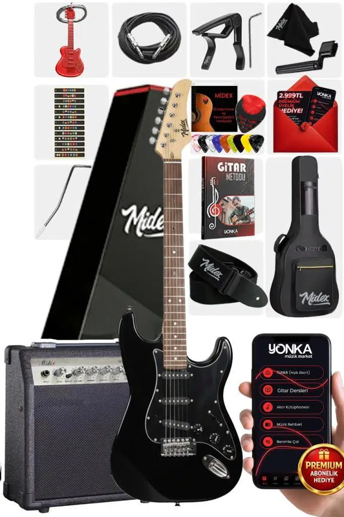Midex RPH-30BK-30AMP Elektro Gitar Seti 30 WATT GAİN`Lİ Amfi Full SET