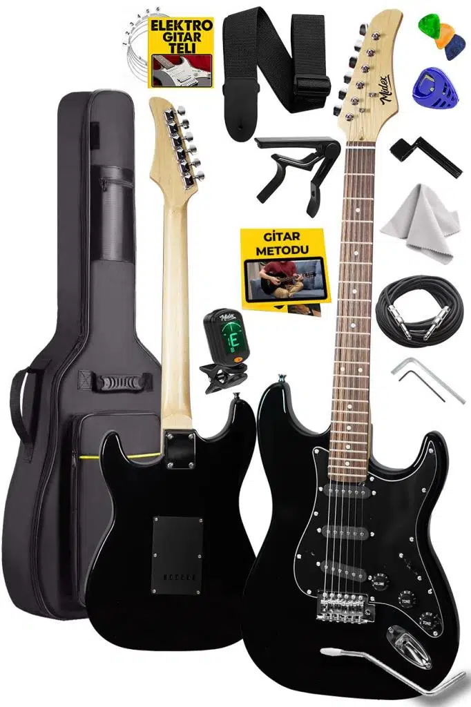Midex RPH-30BK Gül Klavye Strat Kasa SSS Elektro Gitar Seti