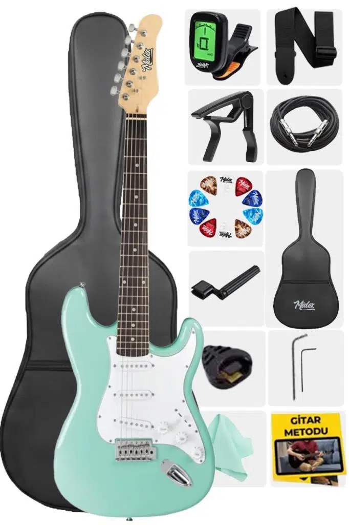 Midex RPH-30GR Maple Klavye Strat Kasa SSS Elektro Gitar Seti
