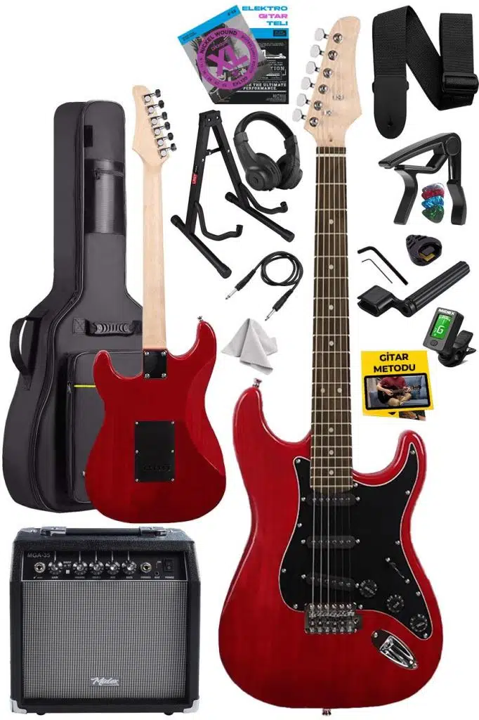 Midex RPH-30RD-35AMP Gül Klavye Strat Kasa SSS 35W Elektro Gitar Seti Midex RPH-30RD-35AMP Gül Klavye Strat Kasa SSS 35W Elektro Gitar Seti