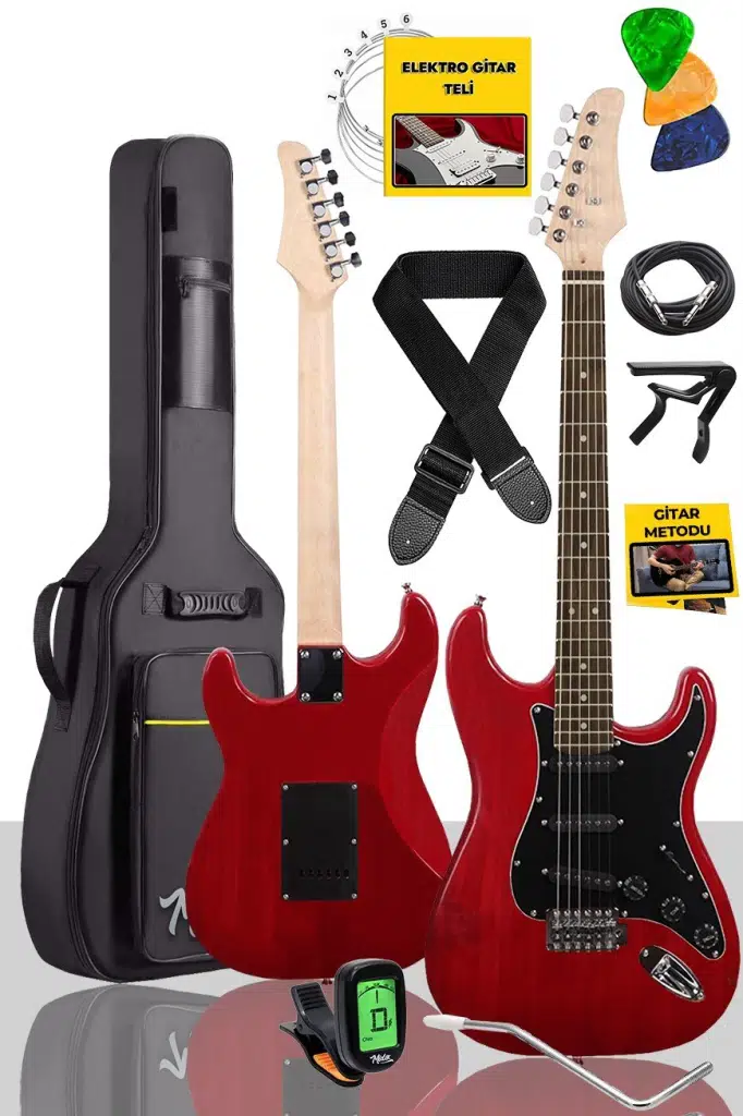 Midex RPH-30RD Gül Klavye Strat Kasa SSS Elektro Gitar Seti Midex RPH-30RD Gül Klavye Strat Kasa SSS Elektro Gitar Seti