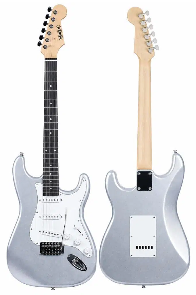 Midex RPH-30SL Gül Klavye Silver Strat Kasa SSS Elektro Gitar Seti Midex RPH-30SL Gül Klavye Silver Strat Kasa SSS Elektro Gitar Seti