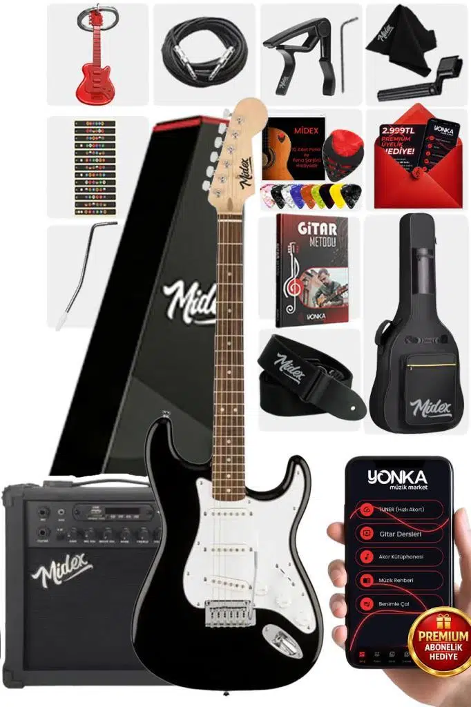 Midex RPH-30WB-25AMP Gül Klavye SSS 25W Amfili Elektro Gitar Seti