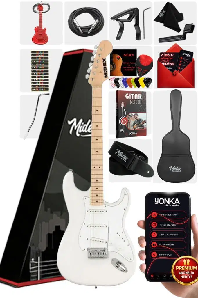 Midex RPH-30WH Maple Klavye Strat Kasa SSS Elektro Gitar Seti Midex RPH-30WH Maple Klavye Strat Kasa SSS Elektro Gitar Seti