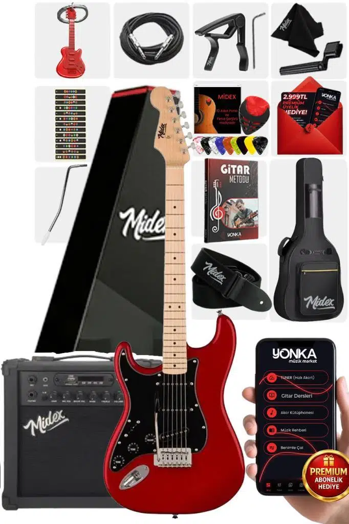 Midex RPH-31RD-25AMP Solak Elektro Gitar 25W Amfili Full Set Midex RPH-31RD-25AMP Solak Elektro Gitar 25W Amfili Full Set