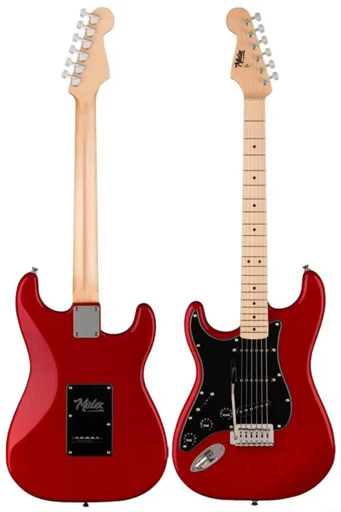 Midex RPH-31RD Solak Elektro Gitar Seti Maple Klavye Strat Kasa SSS Manyetik Midex RPH-31RD Solak Elektro Gitar Seti Maple Klavye Strat Kasa SSS Manyetik