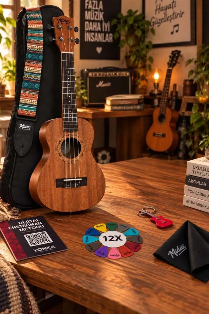 Midex SP-21M Set Maun Soprano Ukulele (Metod Nota Sticker Askı Pena)