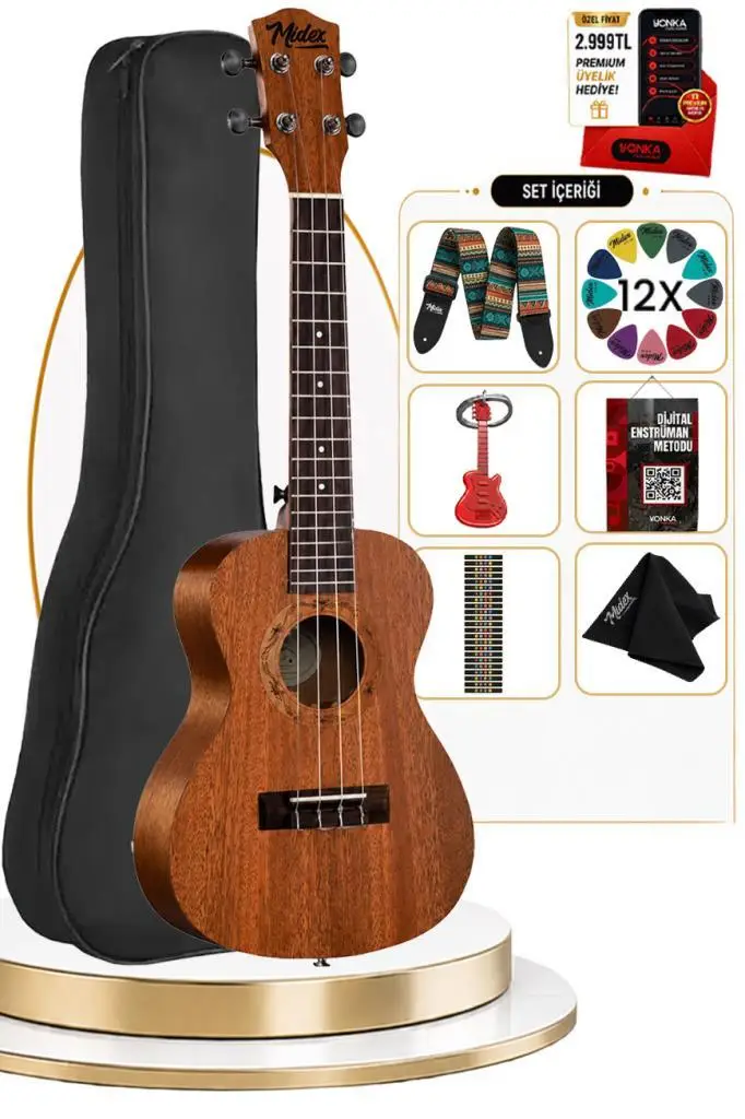 Midex SP-21M Set Maun Soprano Ukulele (Metod Nota Sticker Askı Pena)
