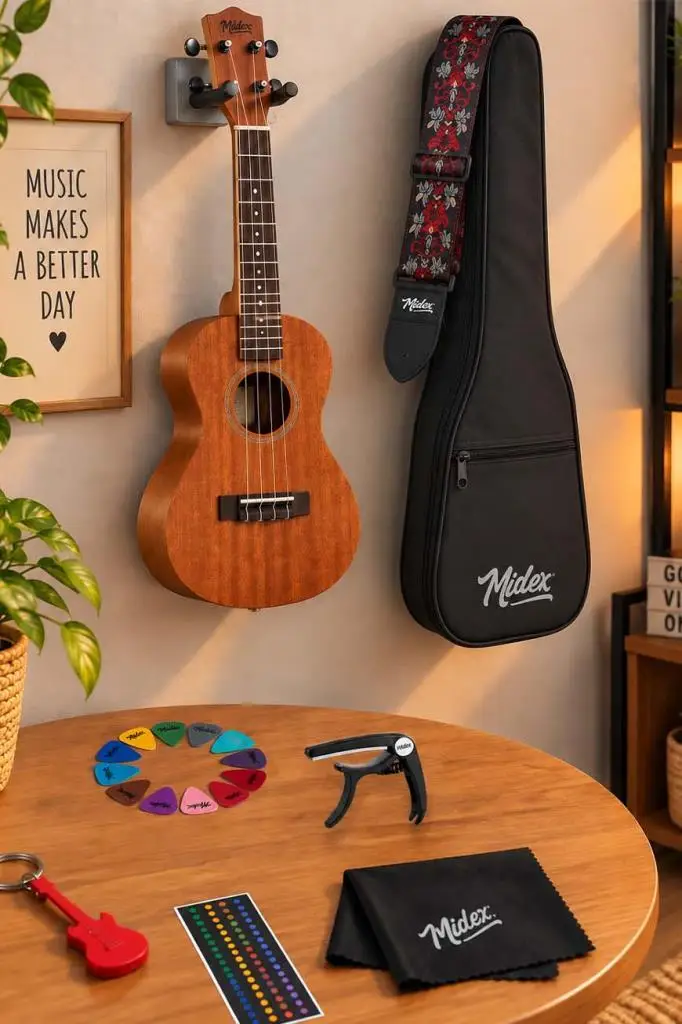 Midex SP-21MC Set Maun Soprano Ukulele (Metod Nota Sticker Askı Pena)