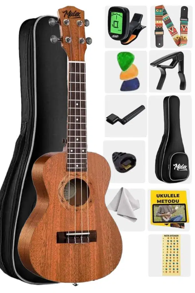 Midex SP-21MC Set Maun Soprano Ukulele (Softcase Tuner Capo Metod Nota Sticker Askı Pena)
