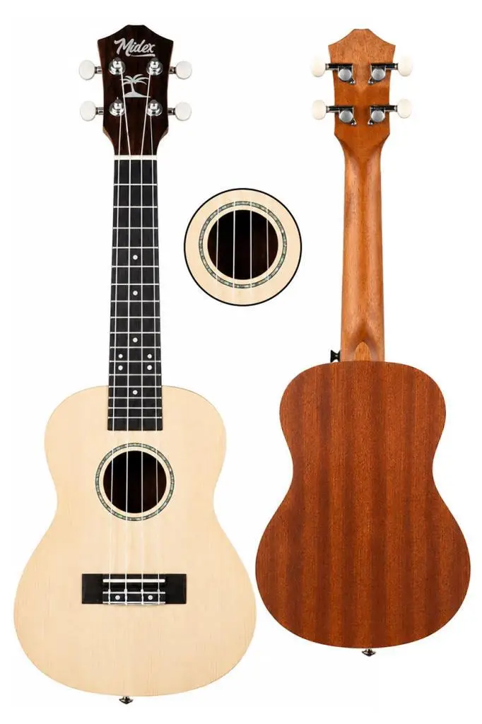 Midex SP-21NT Kaliteli Natural Soprano Sedef İşlemeli Ukulele Seti
