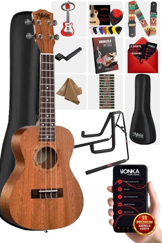 Midex SP-21ST Set Maun Soprano Ukulele (Çanta Metod Askı) Midex SP-21ST Set Maun Soprano Ukulele (Çanta Metod Askı)