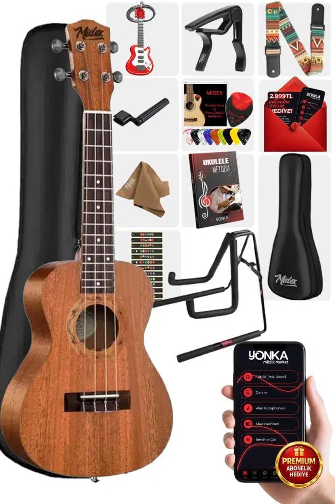 Midex SP-21ST Set Maun Soprano Ukulele (Çanta Metod Askı) Midex SP-21ST Set Maun Soprano Ukulele (Çanta Metod Askı)