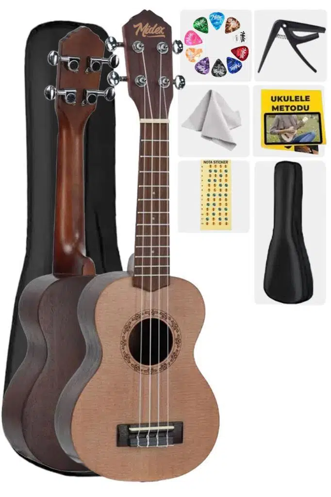 Midex SPA-231 Ladin Venge Ağacı Kaliteli Soprano Ukulele Seti Midex SPA-231 Ladin Venge Ağacı Kaliteli Soprano Ukulele Seti