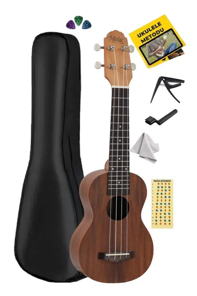 Midex SPA-241 Koa Ağacı Kaliteli Soprano Ukulele Seti Midex SPA-241 Koa Ağacı Kaliteli Soprano Ukulele Seti