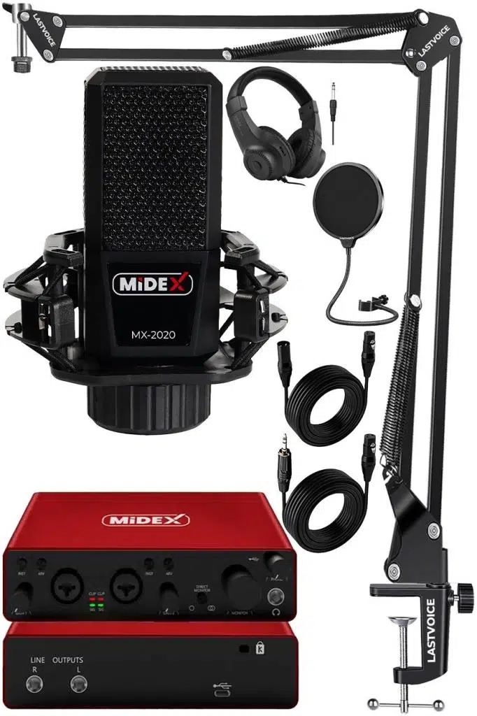 Midex Superior Pack-1 Stüdyo Kayıt Ekipmanları GLX-800 Ses Kartı MX-2020 Stüdyo Mikrofon Midex Superior Pack-1 Stüdyo Kayıt Ekipmanları GLX-800 Ses Kartı MX-2020 Stüdyo Mikrofon