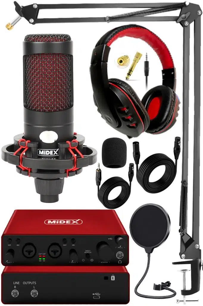 Midex Superior Pack-2 Stüdyo Kayıt Ekipmanları GLX-800 Ses Kartı CXN-30 Stüdyo Mikrofon Midex Superior Pack-2 Stüdyo Kayıt Ekipmanları GLX-800 Ses Kartı CXN-30 Stüdyo Mikrofon