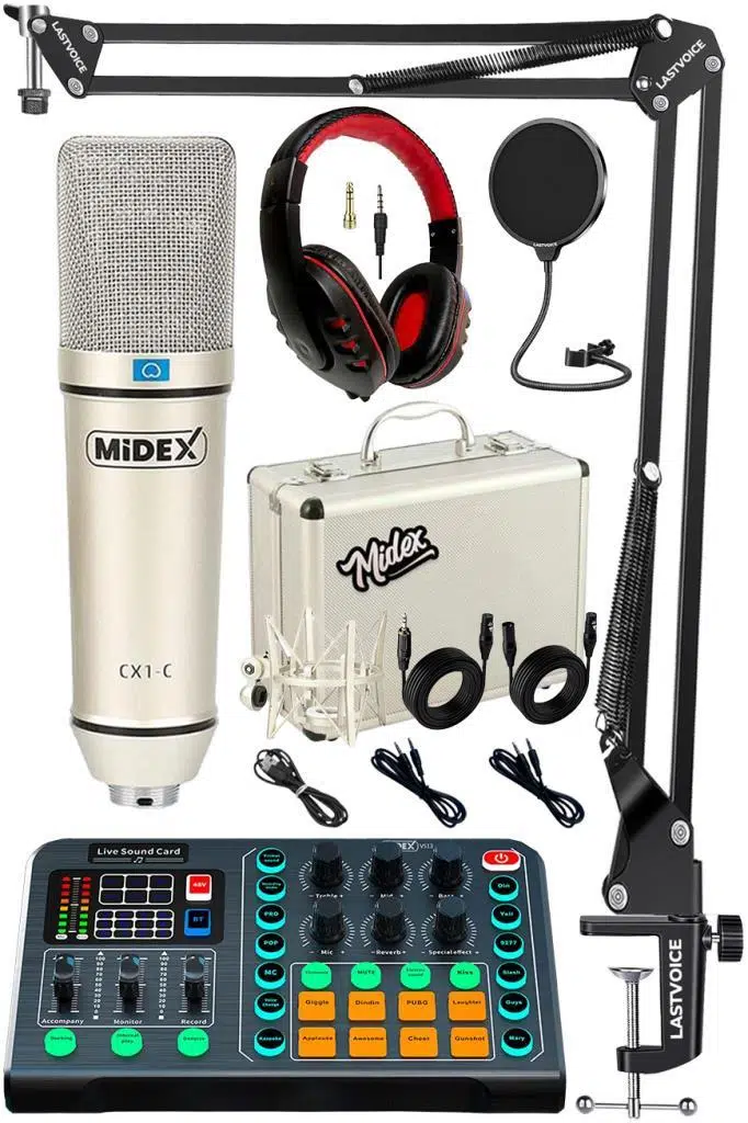 Midex Talent Paket-4 CX1 Mikrofon VS13 Ses Kartı Stüdyo Kayıt Canlı Yayın Seti