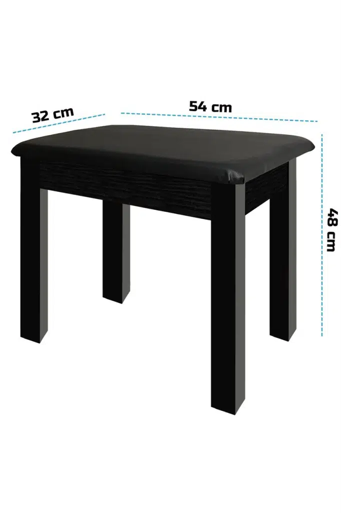 Midex TBX-144BK Üst Kalite Piyano Taburesi Gizli Bölmeli Siyah Renk (32x54x48)