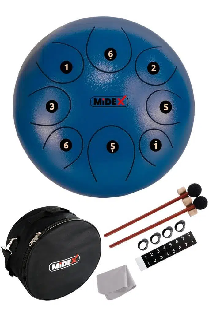 Midex TD-108BL Çelik Dil Davul Handpan 10 İnç 8 Ton Steel Tongue Drum Full Set Midex TD-108BL Çelik Dil Davul Handpan 10 İnç 8 Ton Steel Tongue Drum Full Set
