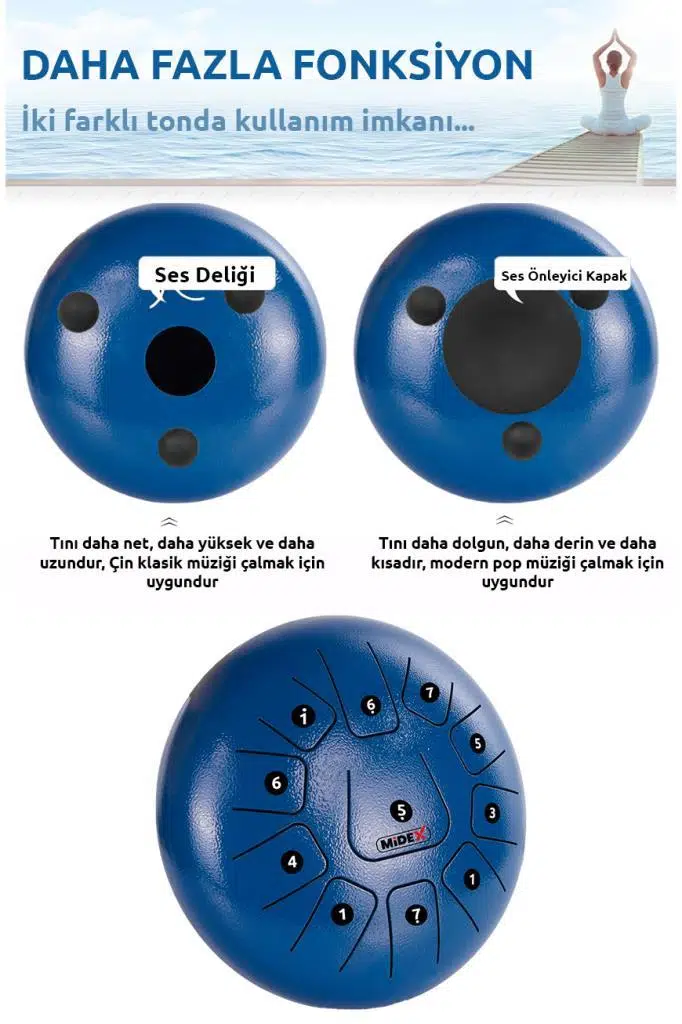 Midex TD-1211BL Çelik Dil Davul Handpan 12 İnç 11 Ton Steel Tongue Drum Full Set Midex TD-1211BL Çelik Dil Davul Handpan 12 İnç 11 Ton Steel Tongue Drum Full Set