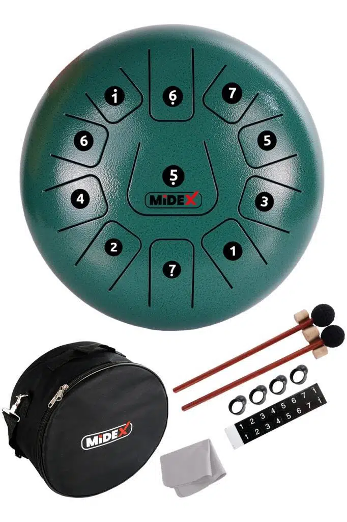 Midex TD-1211GR Çelik Dil Davul Handpan 12 İnç 11 Ton Steel Tongue Drum Full Set Midex TD-1211GR Çelik Dil Davul Handpan 12 İnç 11 Ton Steel Tongue Drum Full Set