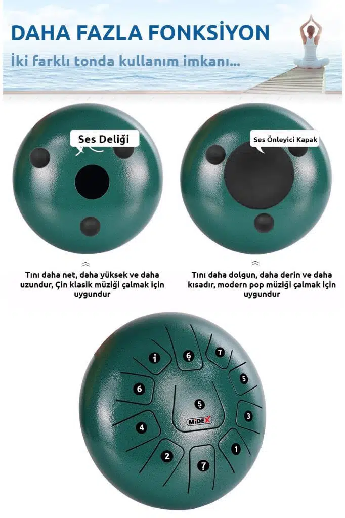 Midex TD-1211GR Çelik Dil Davul Handpan 12 İnç 11 Ton Steel Tongue Drum Full Set Midex TD-1211GR Çelik Dil Davul Handpan 12 İnç 11 Ton Steel Tongue Drum Full Set