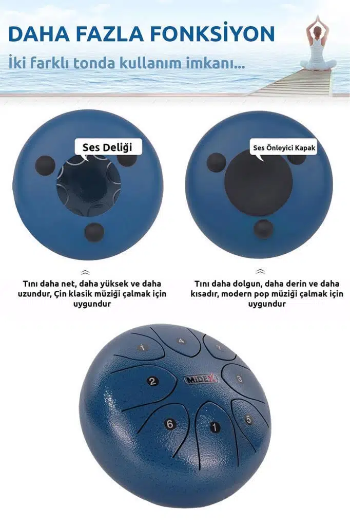 Midex TD-88BL Çelik Dil Davul Handpan 8 İnç 8 Ton Steel Tongue Drum Full Set Midex TD-88BL Çelik Dil Davul Handpan 8 İnç 8 Ton Steel Tongue Drum Full Set