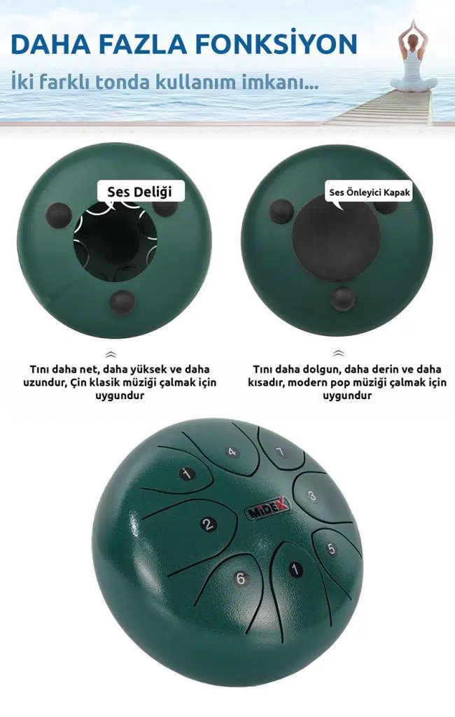 Midex TD-88GR Çelik Dil Davul Handpan 8 İnç 8 Ton Steel Tongue Drum Full Set (BASİC) Midex TD-88GR Çelik Dil Davul Handpan 8 İnç 8 Ton Steel Tongue Drum Full Set (BASİC)