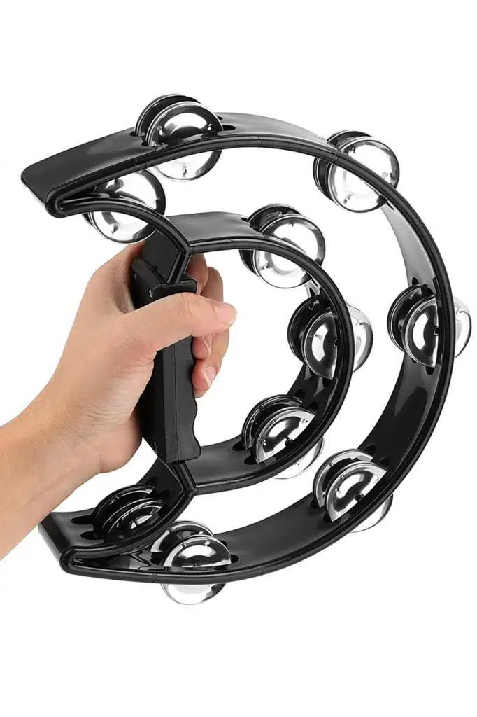 Midex TF-26BK Çift Sıra 10 Zilli Siyah Tef Tamburin (El Kavrama Aksamlı)