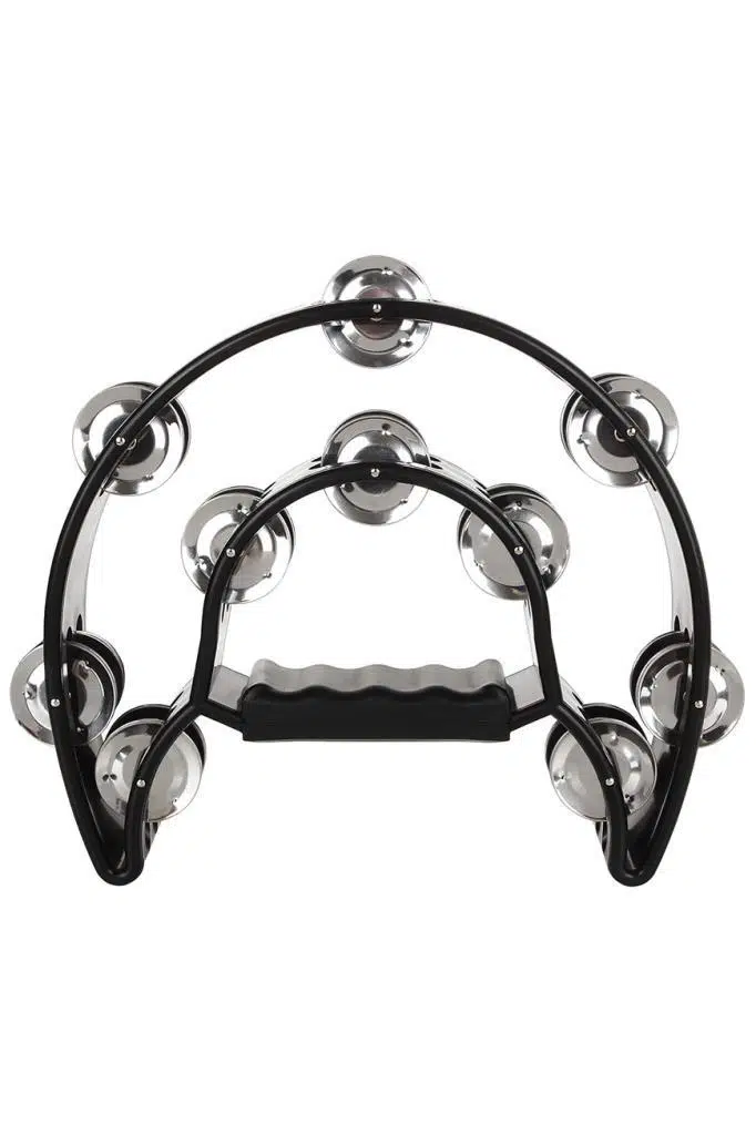 Midex TF-26BK Çift Sıra 10 Zilli Siyah Tef Tamburin (El Kavrama Aksamlı)