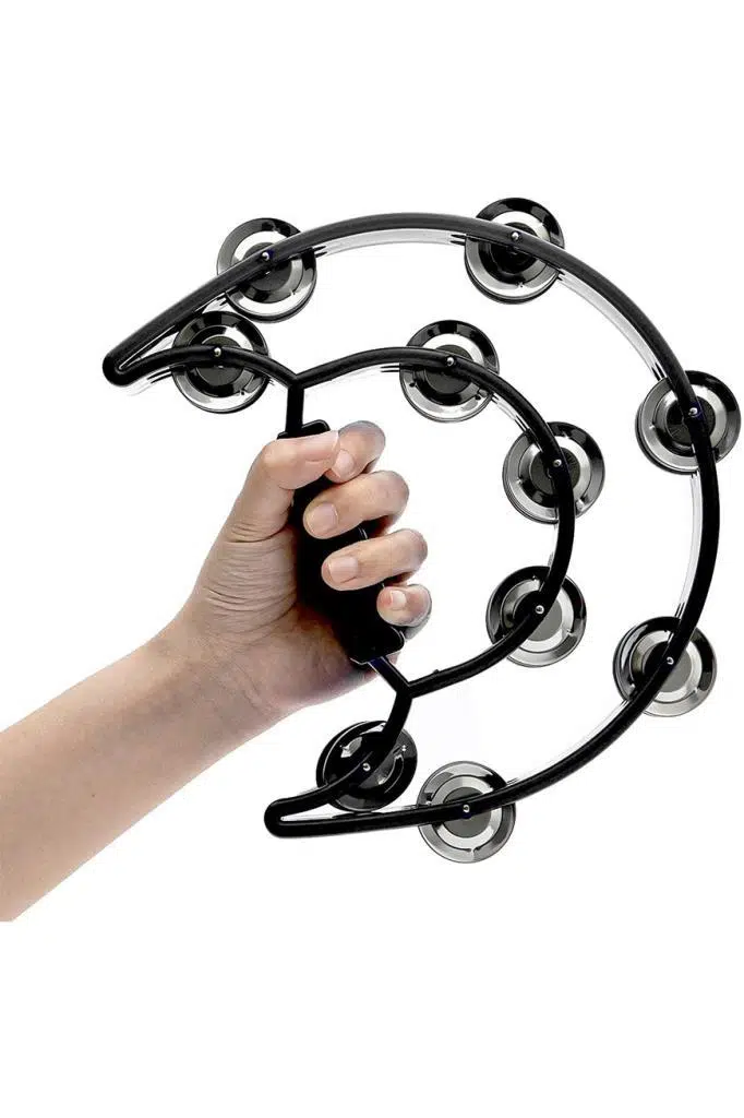 Midex TF-26BK Çift Sıra 10 Zilli Siyah Tef Tamburin (El Kavrama Aksamlı)