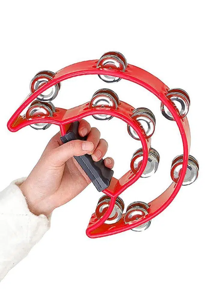 Midex TF-26RD Çift Sıra 10 Zilli Kırmızı Tef Tamburin (El Kavrama Aksamlı)