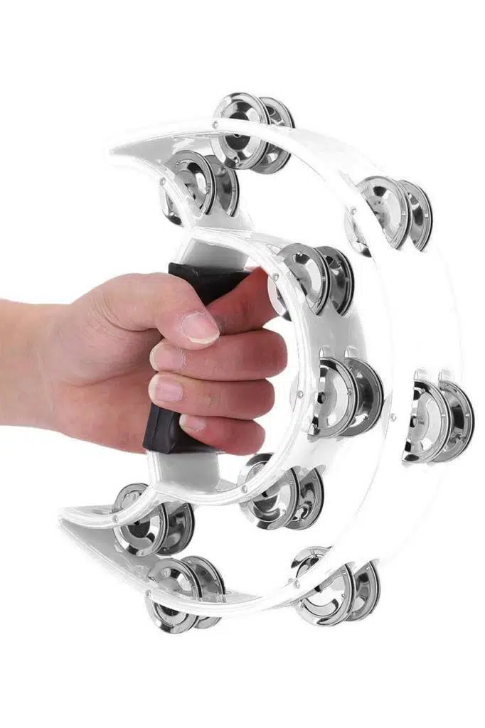 Midex TF-26WH Çift Sıra 10 Zilli Beyaz Tef Tamburin (El Kavrama Aksamlı)