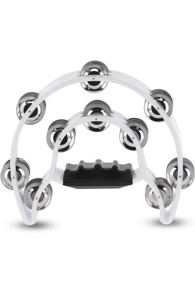 Midex TF-26WH Çift Sıra 10 Zilli Beyaz Tef Tamburin (El Kavrama Aksamlı)