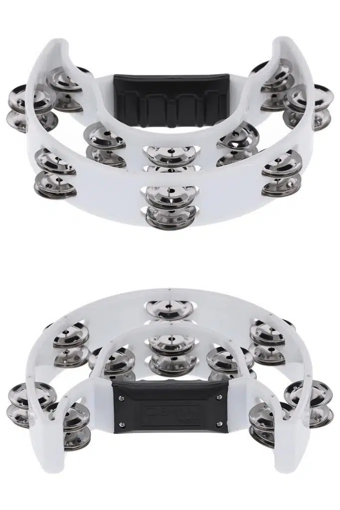 Midex TF-26WH Çift Sıra 10 Zilli Beyaz Tef Tamburin (El Kavrama Aksamlı)