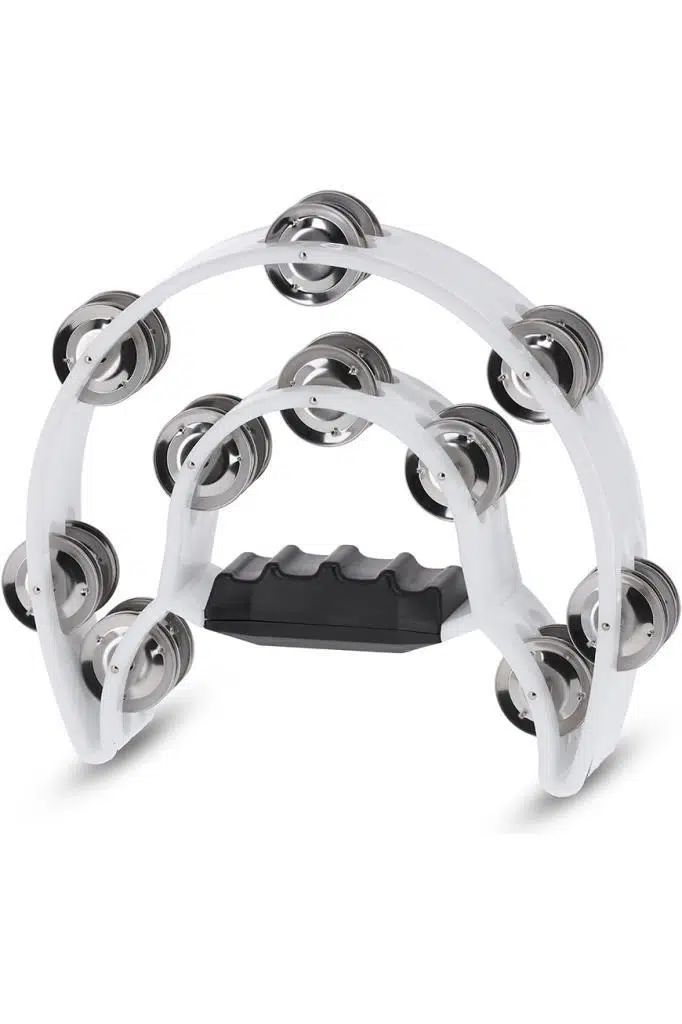 Midex TF-26WH Çift Sıra 10 Zilli Beyaz Tef Tamburin (El Kavrama Aksamlı)