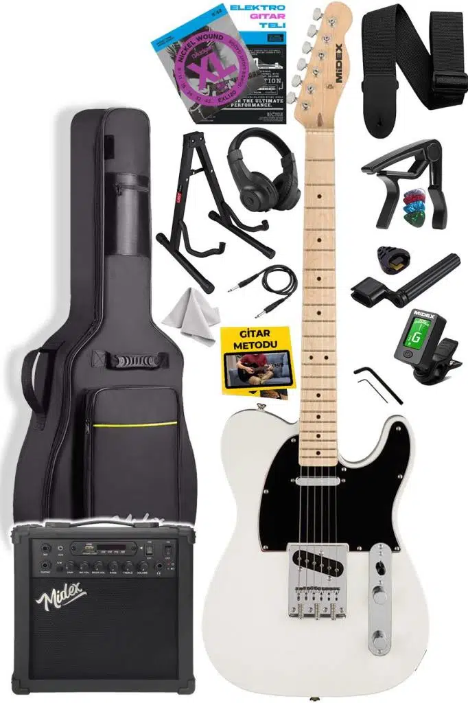 Midex TLX-50CR-25AMP Tele Kasa Maple Klavye 2 Single-Coil 25W Amfili Elektro Gitar Midex TLX-50CR-25AMP Tele Kasa Maple Klavye 2 Single-Coil 25W Amfili Elektro Gitar