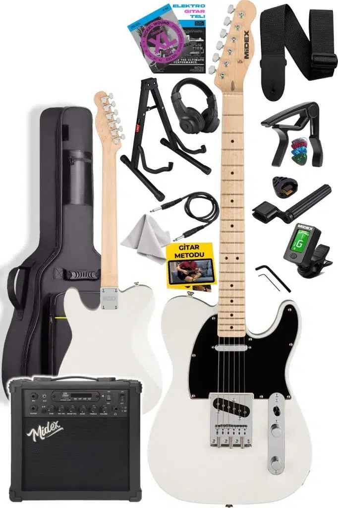 Midex TLX-50CR-25AMP Tele Kasa Maple Klavye 2 Single-Coil 25W Amfili Elektro Gitar Midex TLX-50CR-25AMP Tele Kasa Maple Klavye 2 Single-Coil 25W Amfili Elektro Gitar