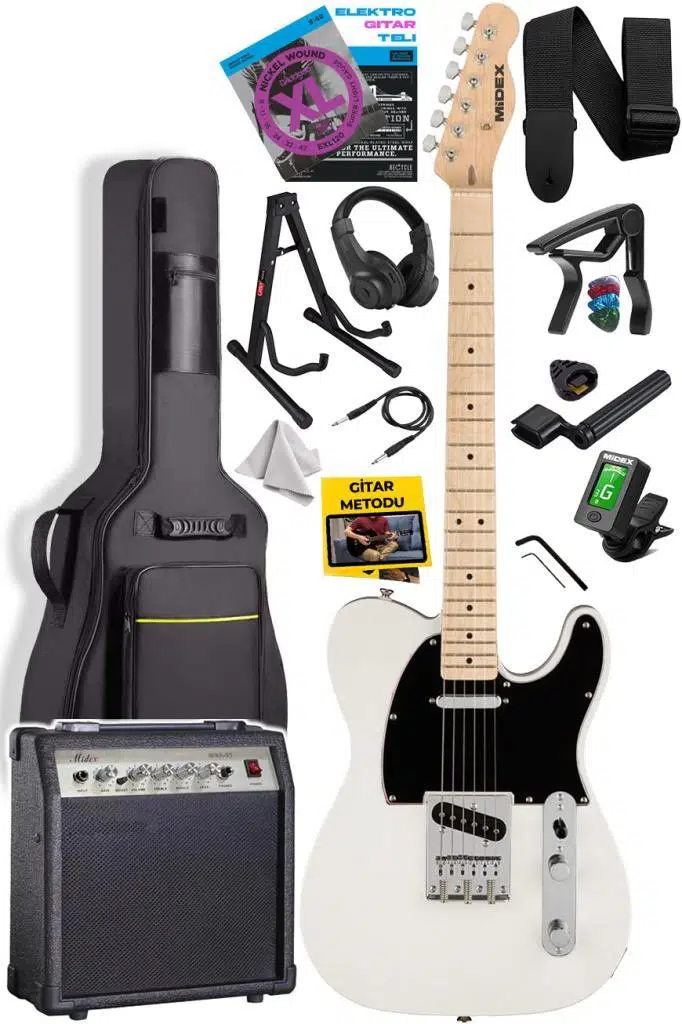 Midex TLX-50CR-30AMP Tele Kasa Maple Klavye 2 Single-Coil 30W Amfili Elektro Gitar Midex TLX-50CR-30AMP Tele Kasa Maple Klavye 2 Single-Coil 30W Amfili Elektro Gitar