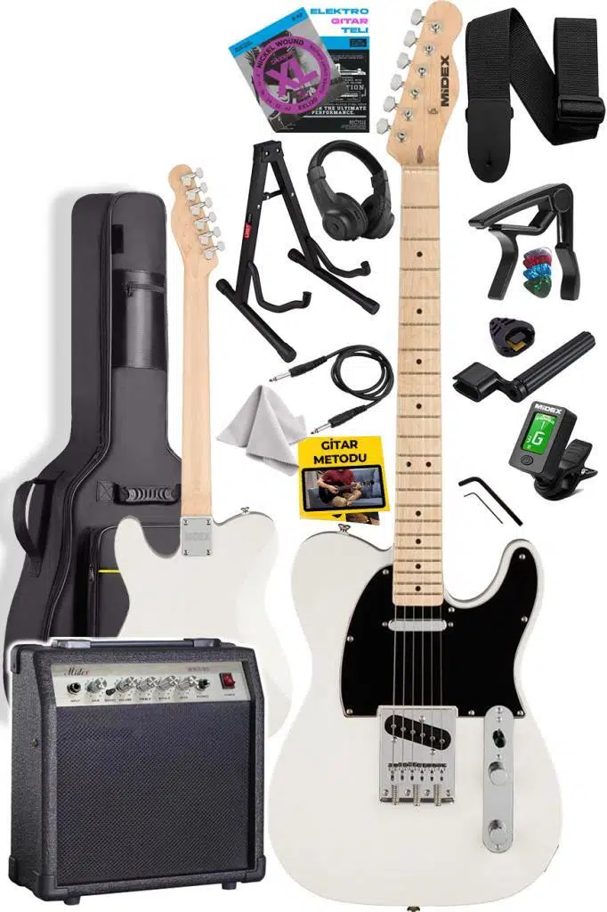Midex TLX-50CR-30AMP Tele Kasa Maple Klavye 2 Single-Coil 30W Amfili Elektro Gitar Midex TLX-50CR-30AMP Tele Kasa Maple Klavye 2 Single-Coil 30W Amfili Elektro Gitar