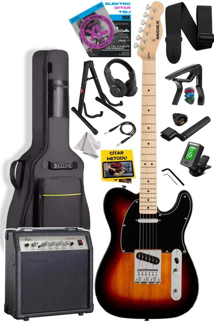 Midex TLX-50SB-30AMP Tele Kasa Maple Klavye 2 Single-Coil 30W Amfili Elektro Gitar Midex TLX-50SB-30AMP Tele Kasa Maple Klavye 2 Single-Coil 30W Amfili Elektro Gitar